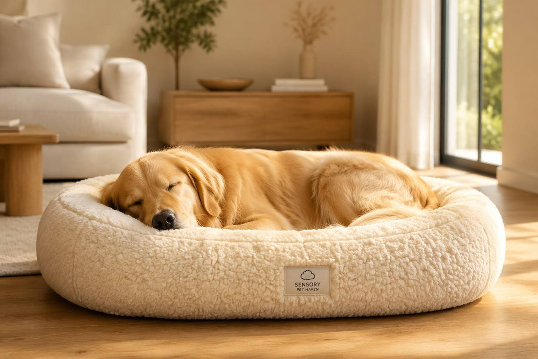 Sensory orthopedic calming pet bed for anxious dogs and cats - Vivera Living Sensory Pet Haven