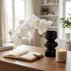 The Silent Bloom | Realistic Artificial White Butterfly Orchid in Glass Vase
