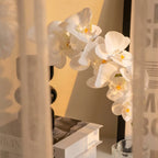 The Silent Bloom | Realistic Artificial White Butterfly Orchid in Glass Vase