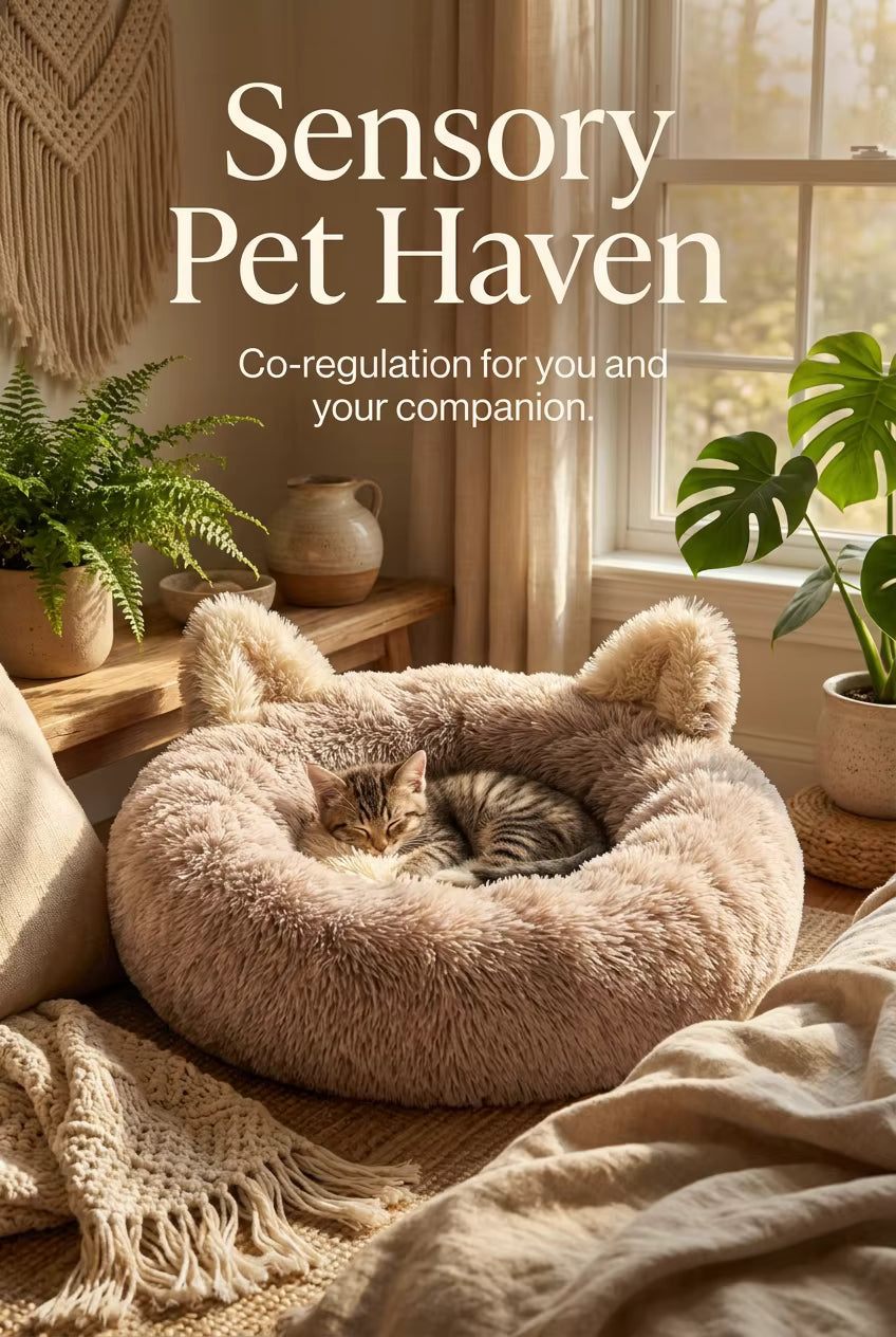 Sensory Pet Haven | Calming Orthopedic Faux Fur Bed