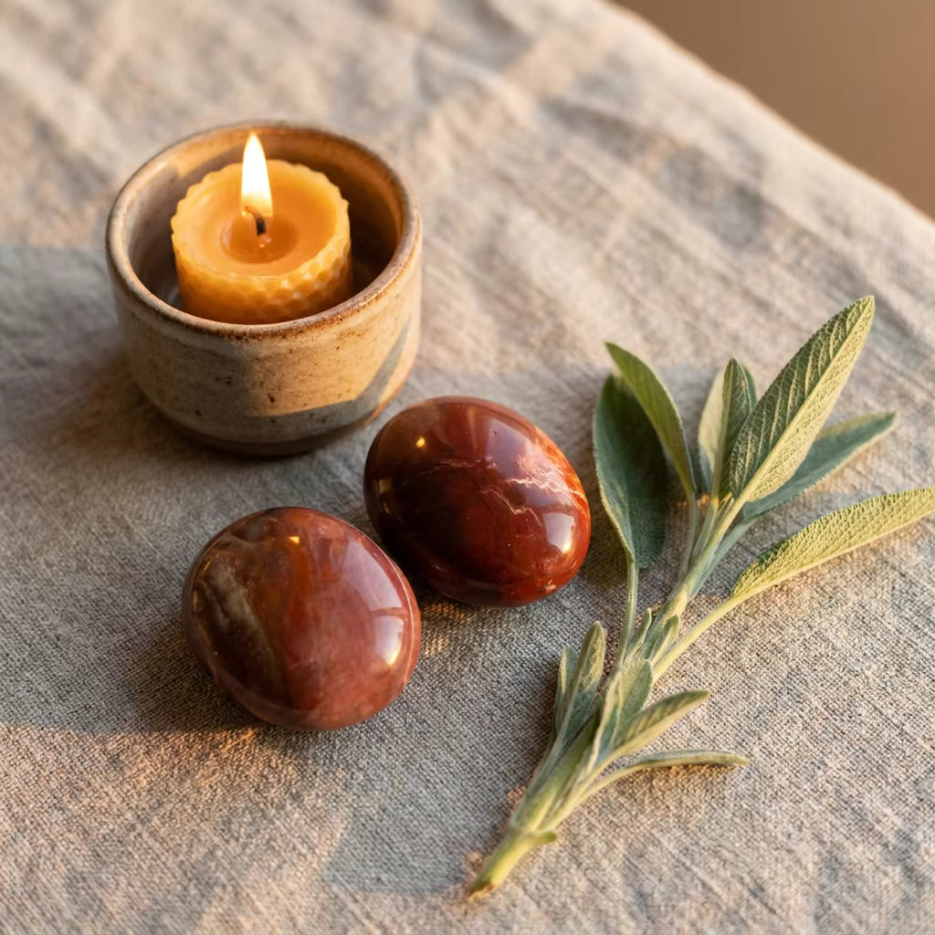 The Eternal Hug | Natural Petrified Wood Sensory Palm Stone for Grounding