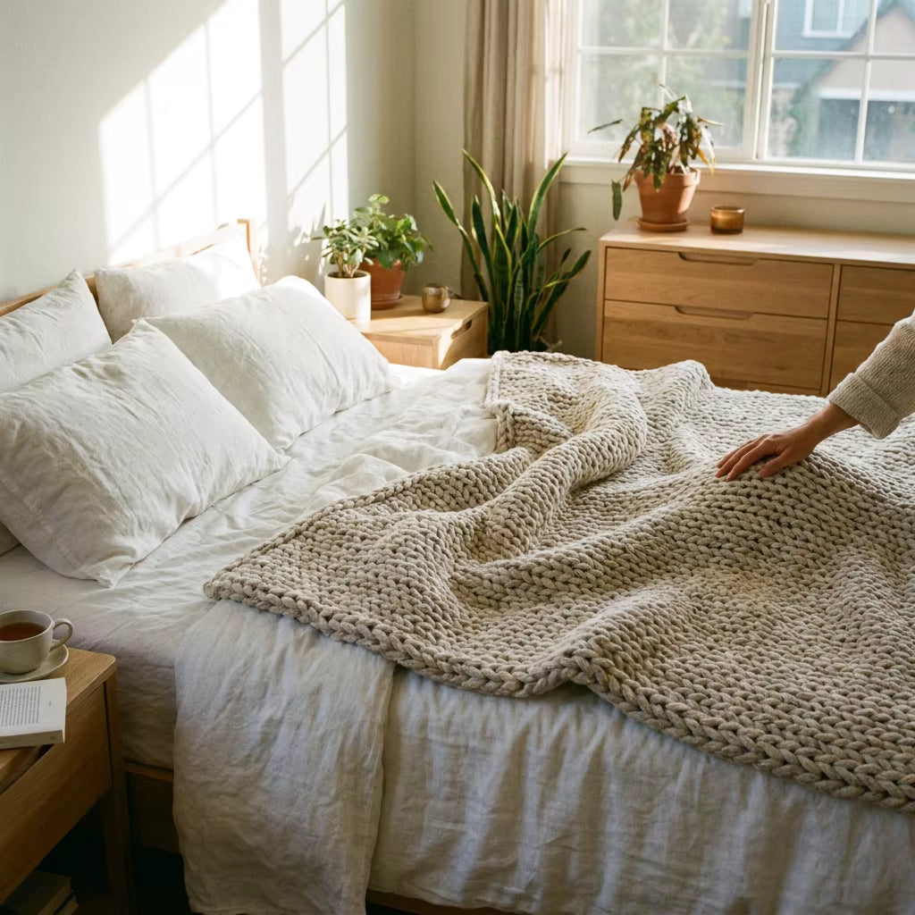 The Organic Hug | Chunky Hand-Knit Weighted Blanket