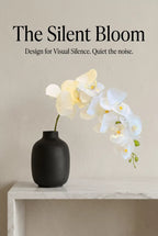 The Silent Bloom | Realistic Artificial White Butterfly Orchid in Glass Vase