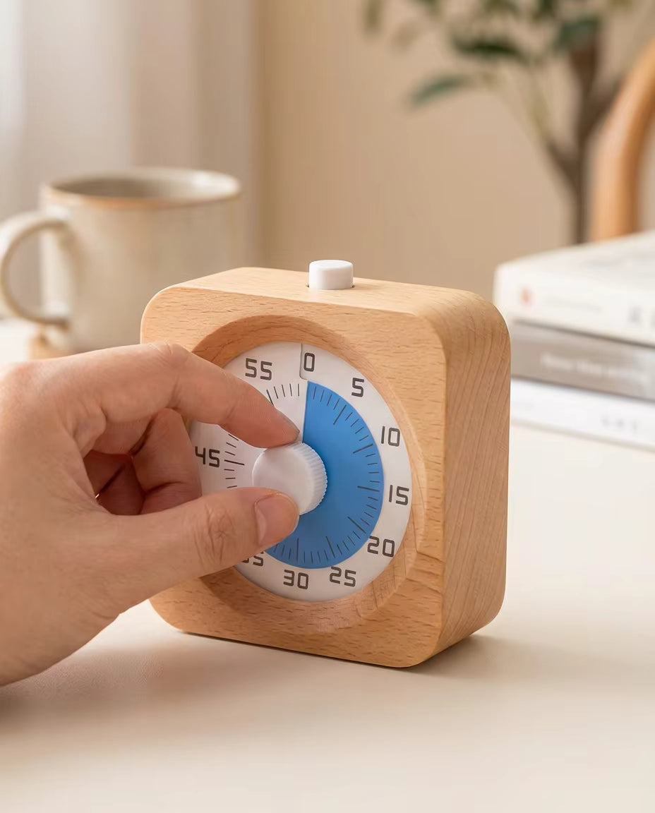 The Visual Anchor | Minimalist Wooden ADHD Cube Timer for Focus
