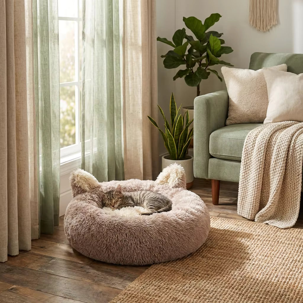 Sensory Pet Haven | Calming Orthopedic Faux Fur Bed