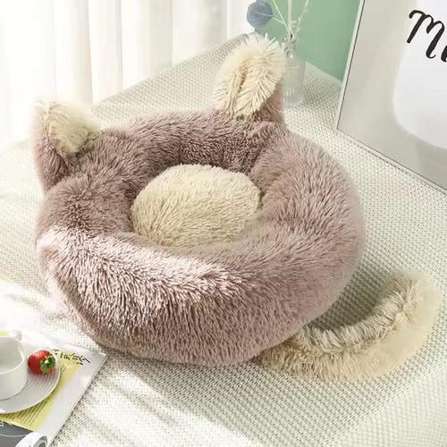 Calming orthopedic faux fur pet bed for anxiety relief and joint support - Sensory Pet Haven by Vivera Living